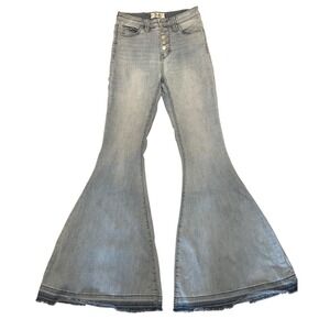 We The Free Women's‎ 26 Flare Jeans High Rise Light Wash Button Fly Denim